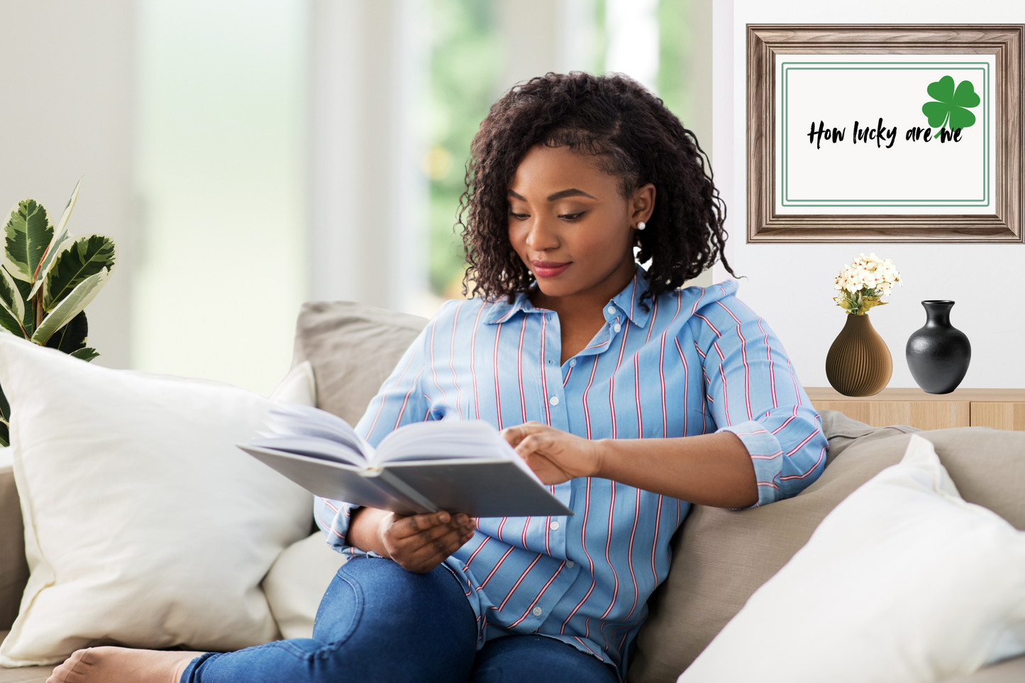 Contemporary home decor print featuring lucky clover illustration