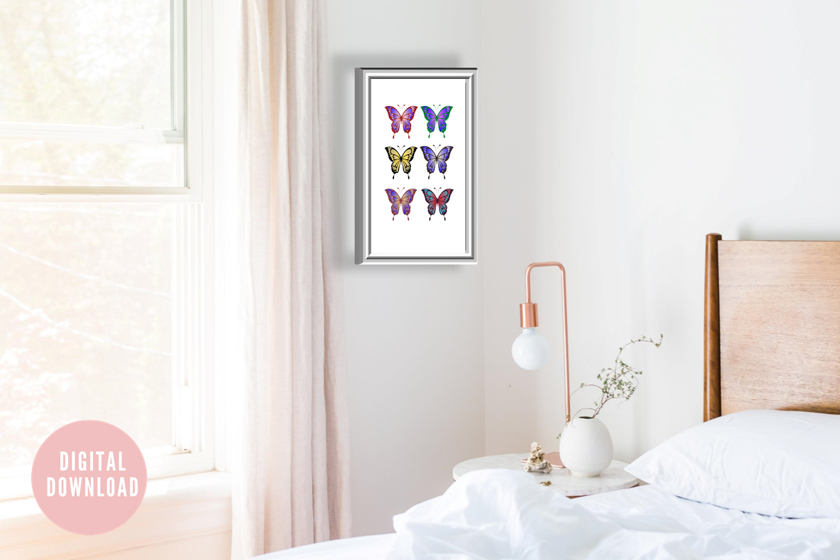 Colourful Butterfly Wall Art Print | Aesthetic Printable Art for Bright & Fresh Home Decor