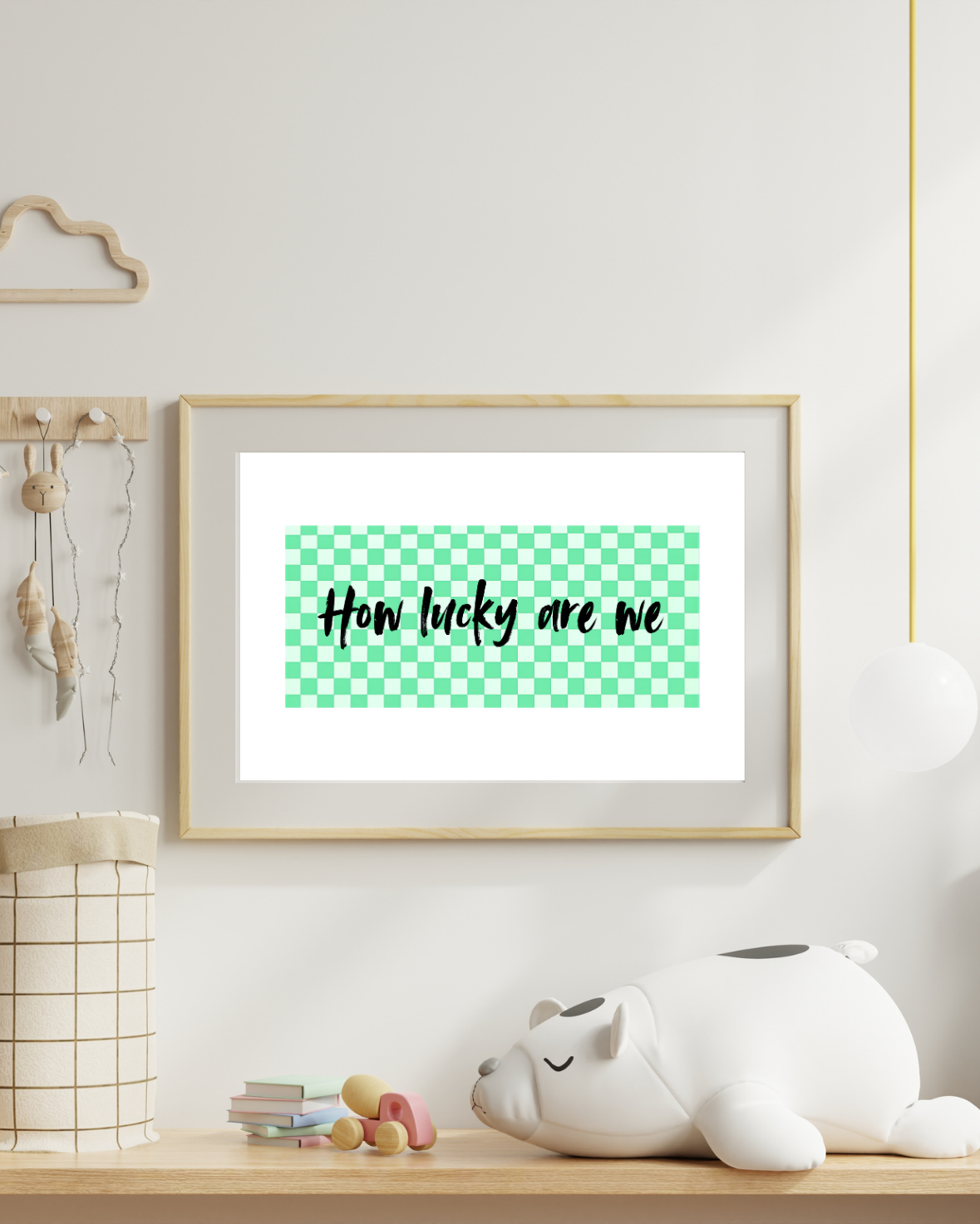 how lucky are we checkerboard printable wall art styled on gallery wall