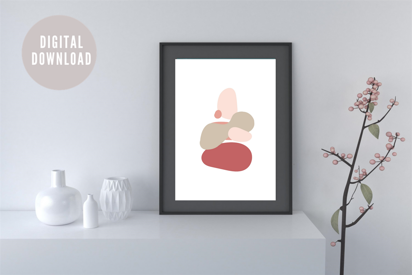 Circular Shapes Abstract – living room wall art, trendy wall art, digital art prints, modern abstract art