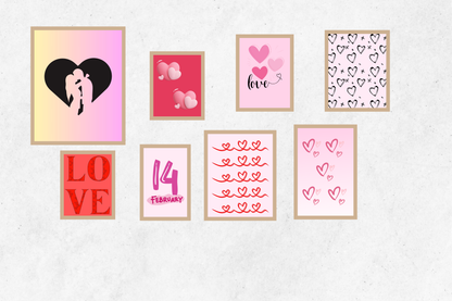 Set of 8 Valentine's Prints Digital | Valentine's Printable Art & Valentines Day Wall Decor