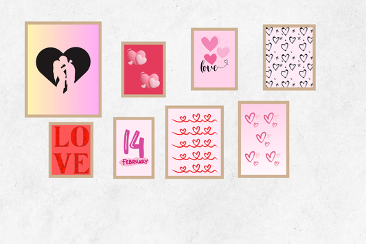 Set of 8 Valentine's Prints Digital | Valentine's Printable Art & Valentines Day Wall Decor