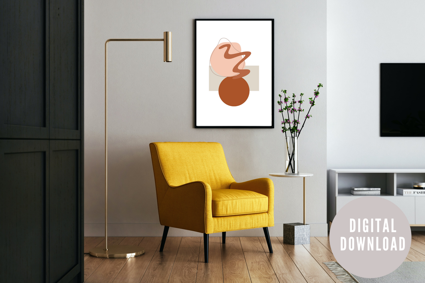 Circular Swirls Harmony – living room wall art, digital art prints, modern abstract art poster