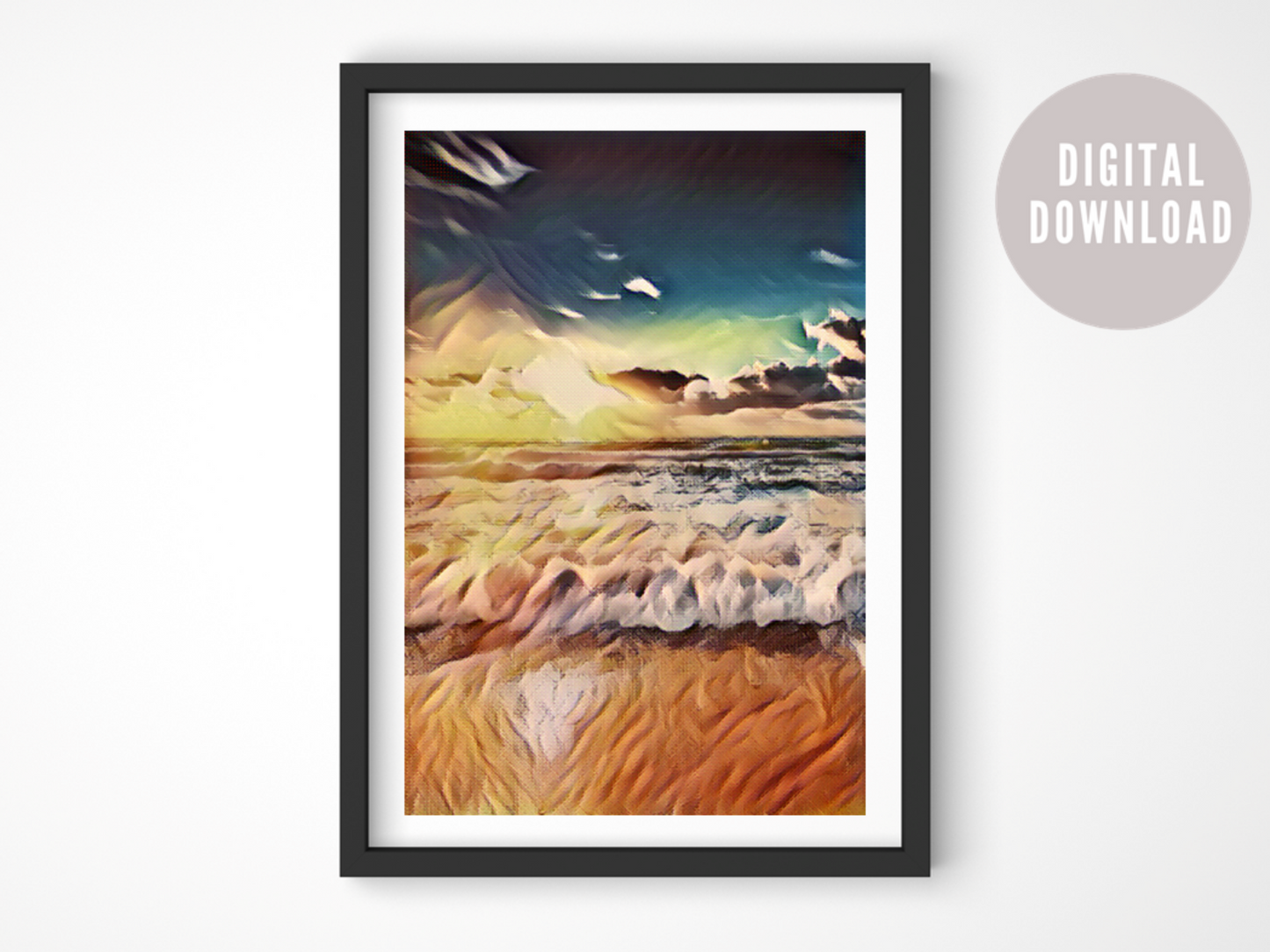 Modern Abstract Beach Wall Art Digital Print | Coastal Minimalist Decor