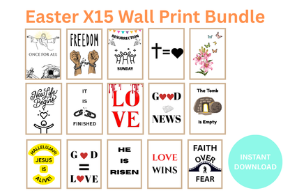 Easter X15 Wall Print Bundle with various designs on a white background