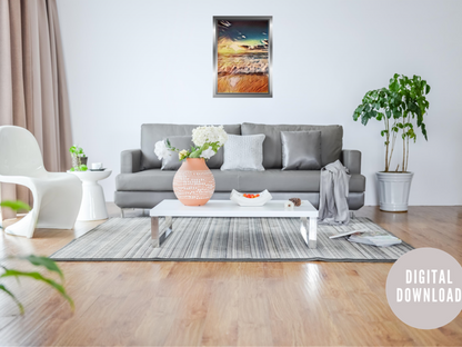 Modern Abstract Beach Wall Art Digital Print | Coastal Minimalist Decor