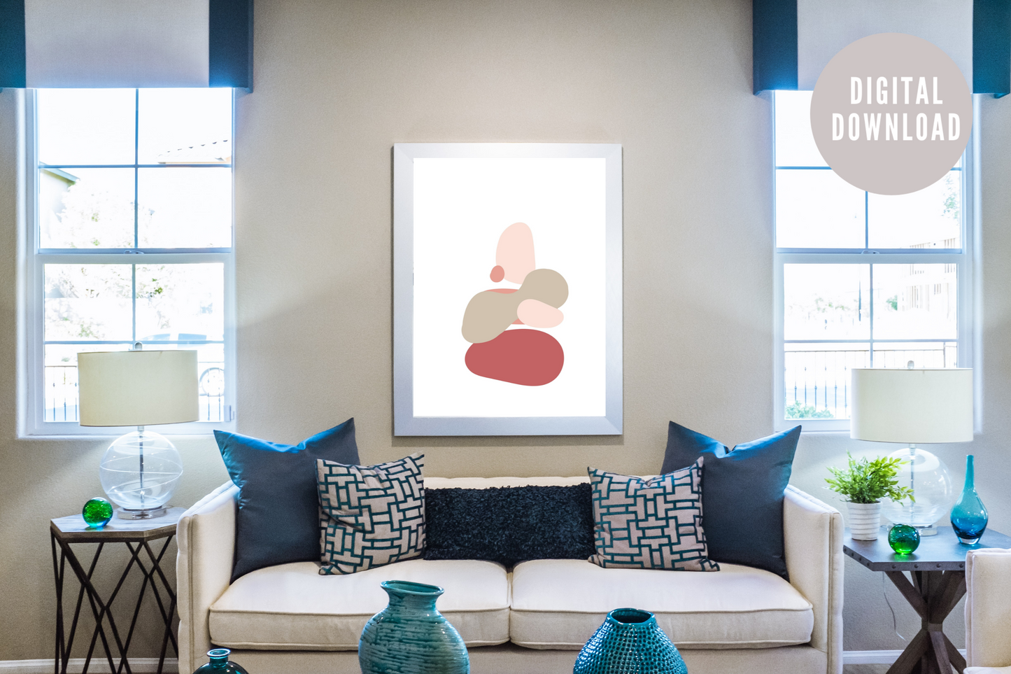 Circular Shapes Abstract – living room wall art, trendy wall art, digital art prints, modern abstract art