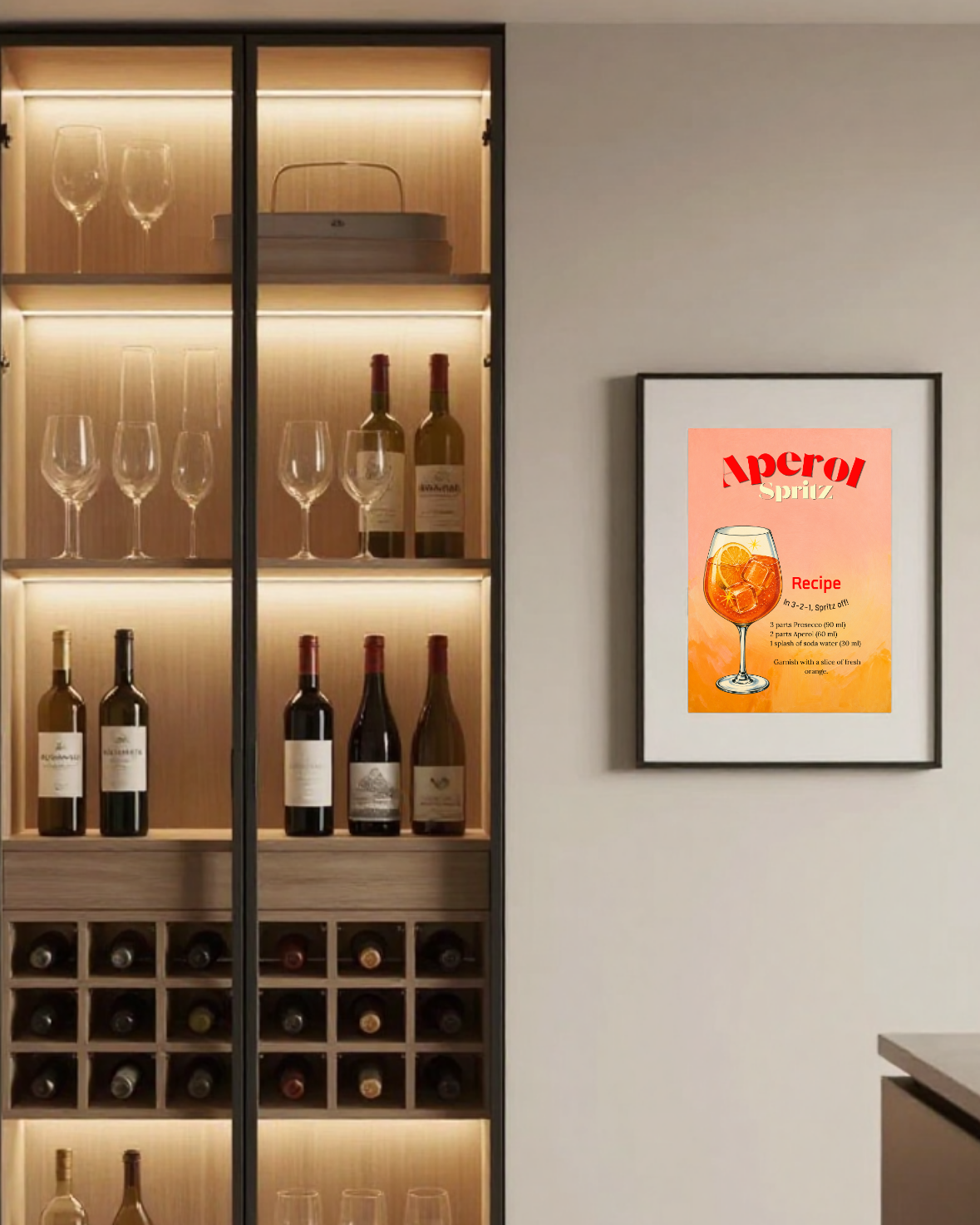 Vintage cocktail recipe print for home bar decor