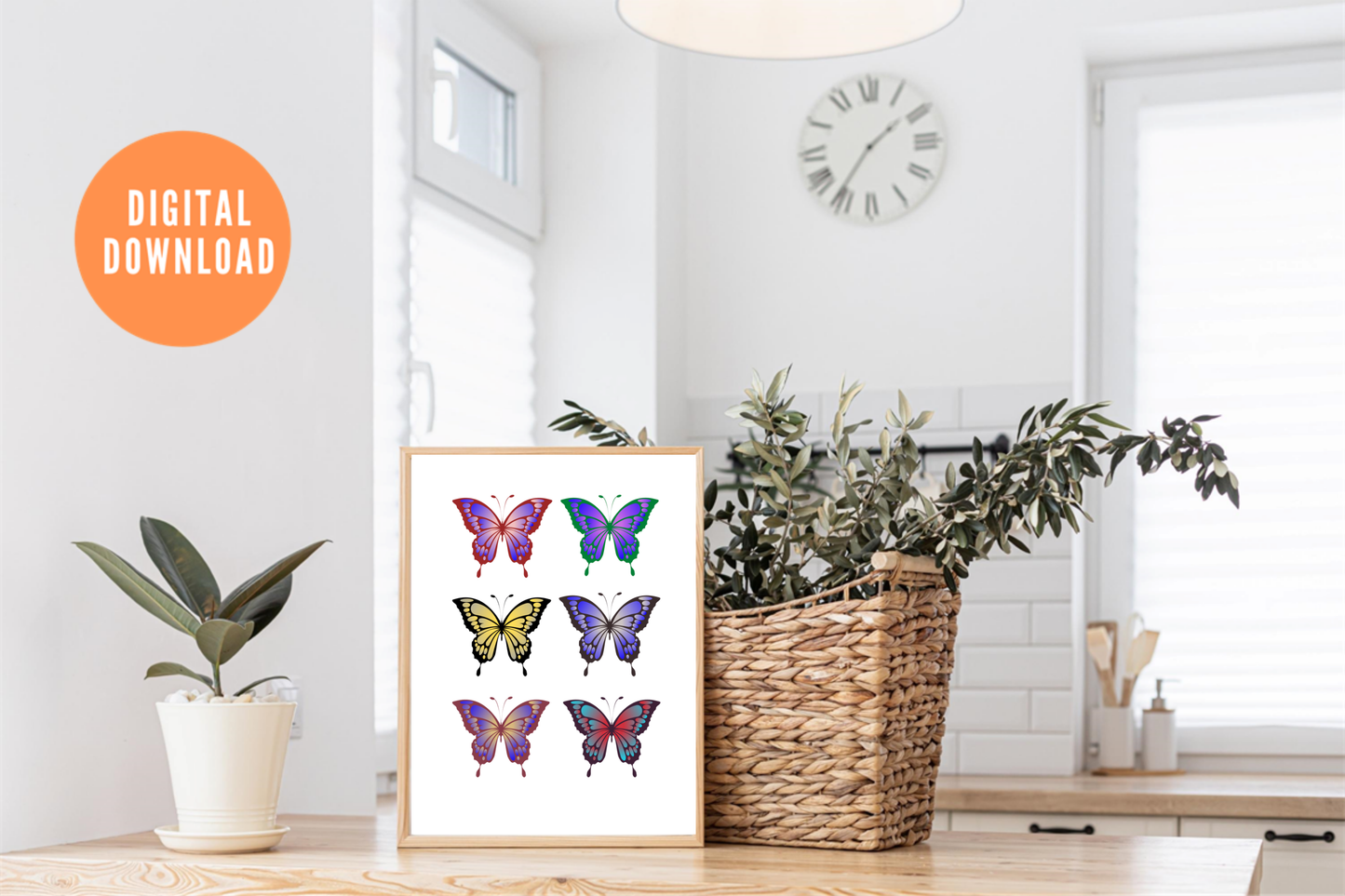 Colourful Butterfly Wall Art Print | Aesthetic Printable Art for Bright & Fresh Home Decor