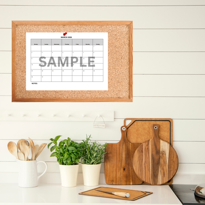 March 2026 Printable Calendar | Minimalist Monthly Planner | A4 Landscape