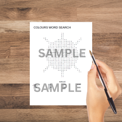 High-definition kids activity sheet placed on a teacher’s desk in a classroom with stationery.