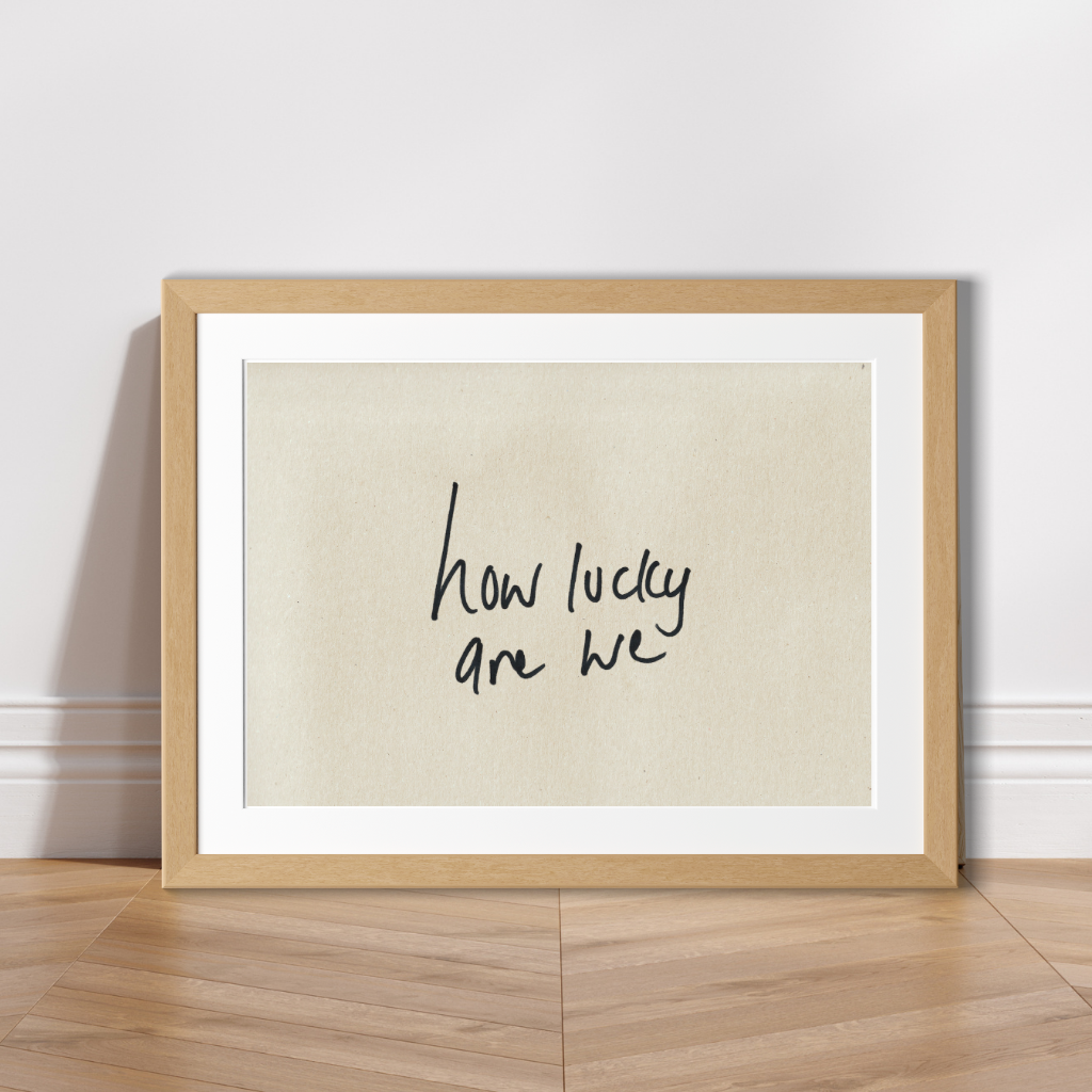 Hand-drawn typography digital download styled in a modern gallery wall