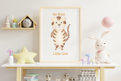 Cute cat kids printable wall art styled in nursery bedroom