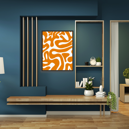 Contemporary orange abstract art design in stylish interior