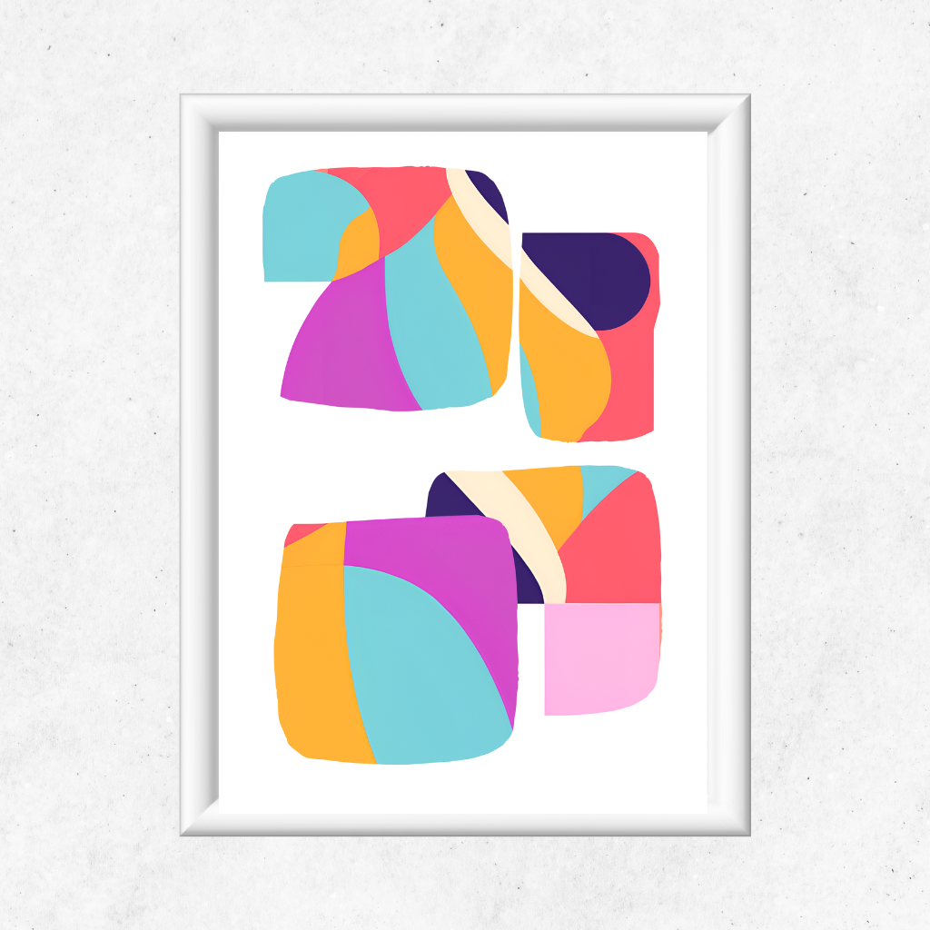 Digital download modern abstract print displayed in minimal interior setting.