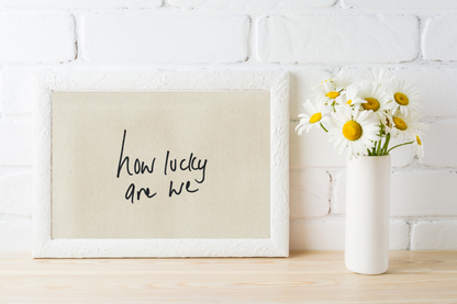 Minimalist gratitude printable wall art in a Scandinavian style kitchen