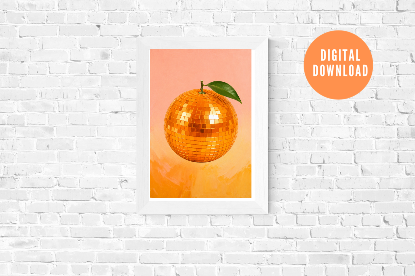 Modern printable orange wall art for dining room décor