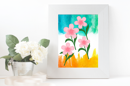 Colourful floral digital print displayed in home interior