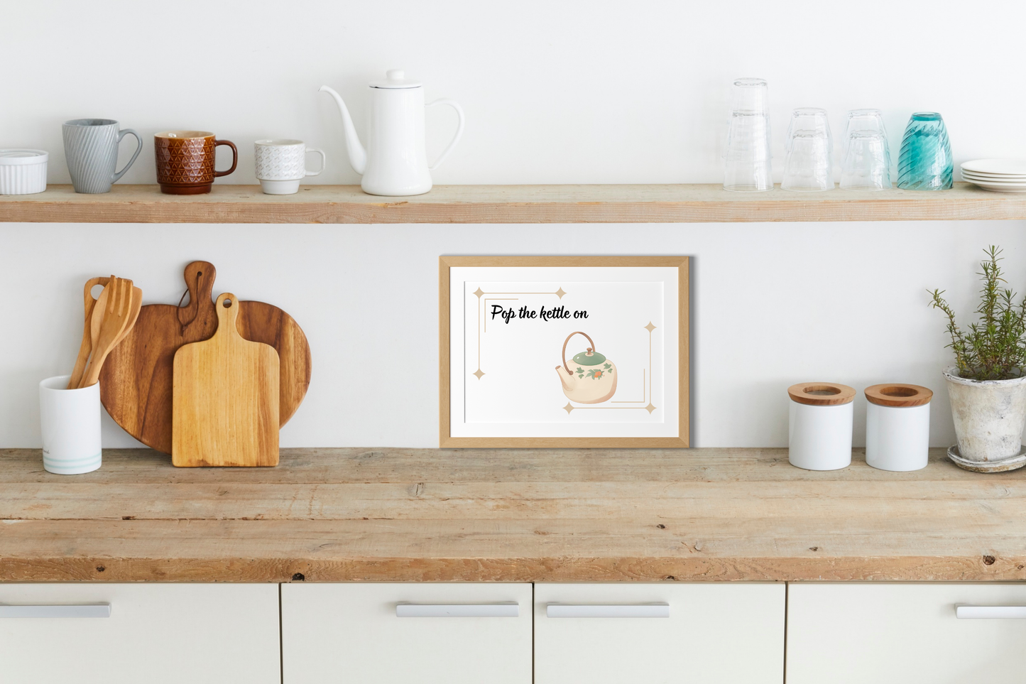 vintage inspired teapot illustration printable kitchen poster