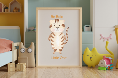 Whimsical cat nursery décor framed in playroom