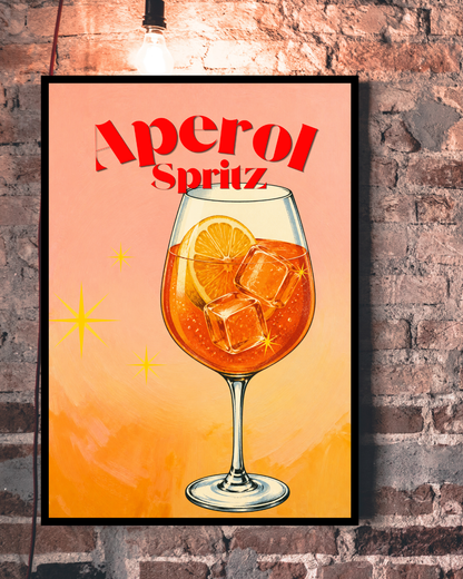 Printable bar wall art featuring colourful cocktail illustration for home decor