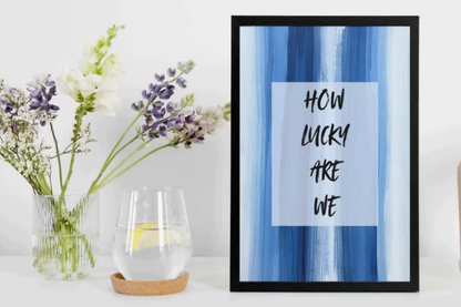 Aesthetic living room wall art featuring blue painted vertical lines