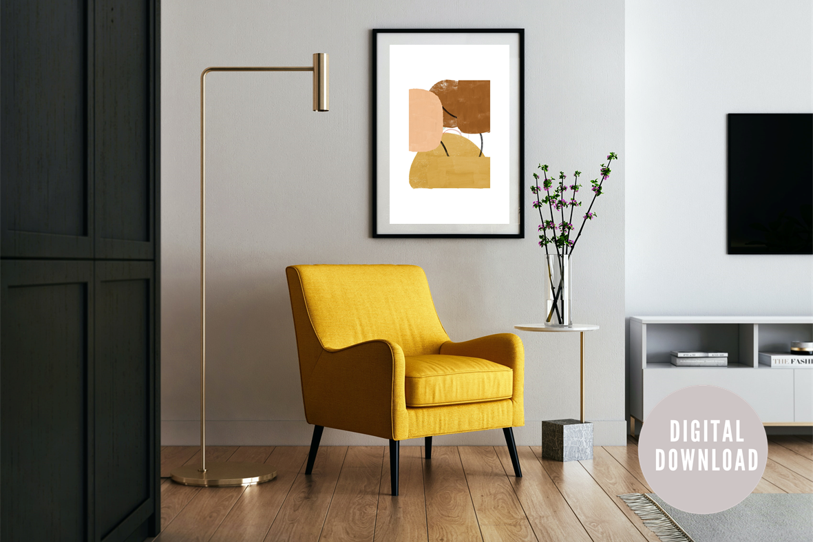 Geometric Abstract Print – living room wall art, trendy wall art, digital art prints, modern abstract art, office wall art