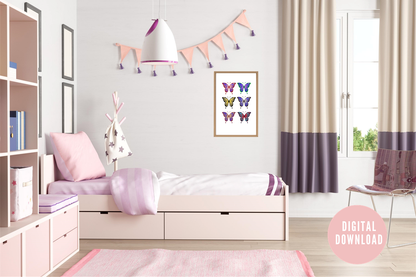 Colourful Butterfly Wall Art Print | Aesthetic Printable Art for Bright & Fresh Home Decor