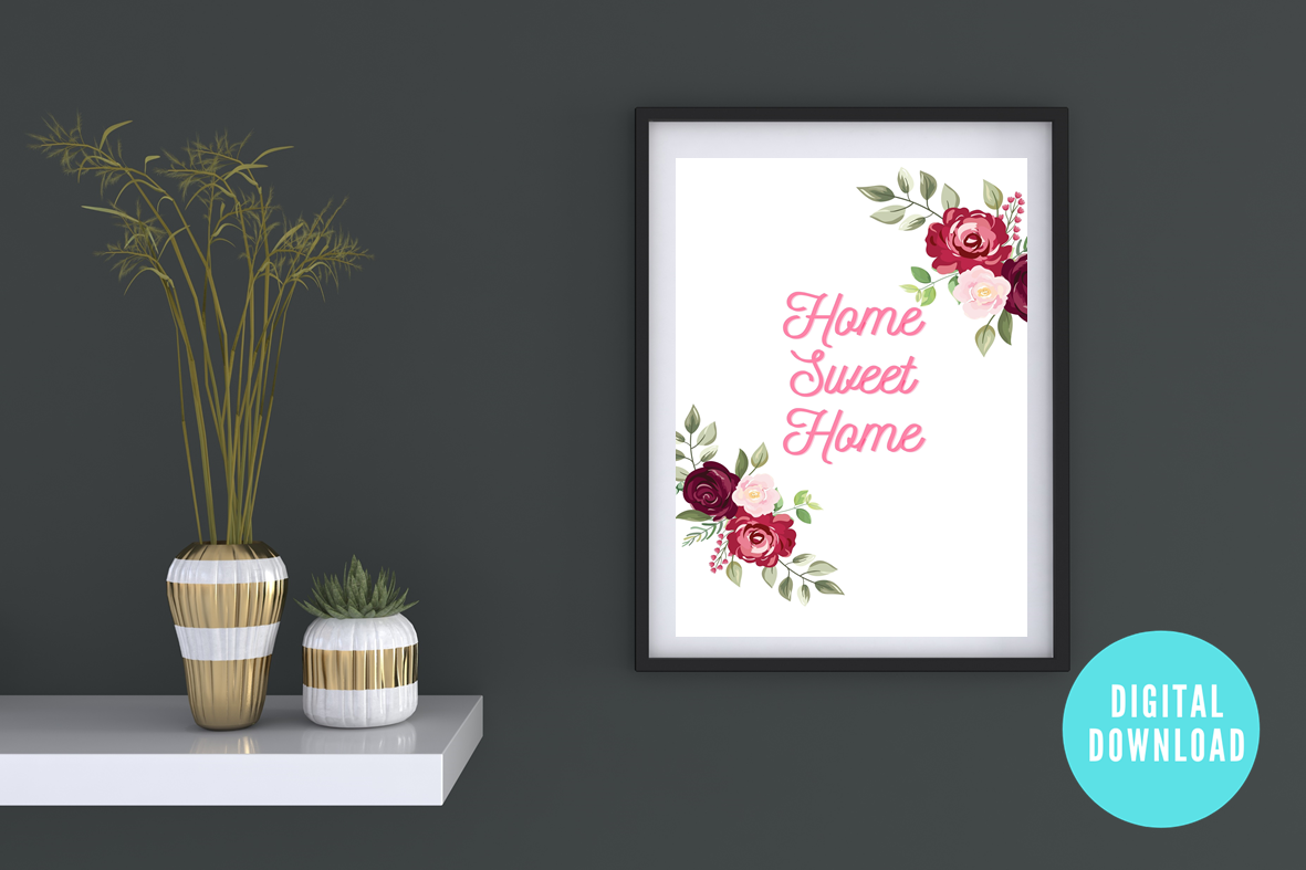 Home sweet home digital print in cosy room.