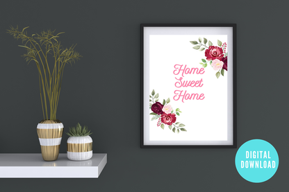 Home sweet home digital print in cosy room.