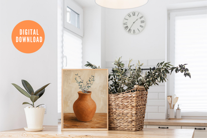Rustic botanical art print mock-up for kitchen and neutral home décor
