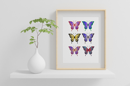Colourful Butterfly Wall Art Print | Aesthetic Printable Art for Bright & Fresh Home Decor