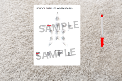 High definition word search printable on a home carpet with a red pen.

