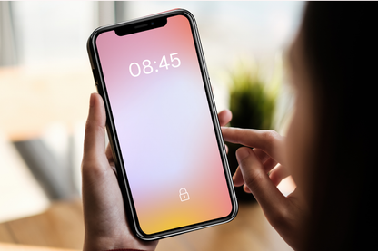 aesthetic iPhone lockscreen with pink blue orange yellow gradient