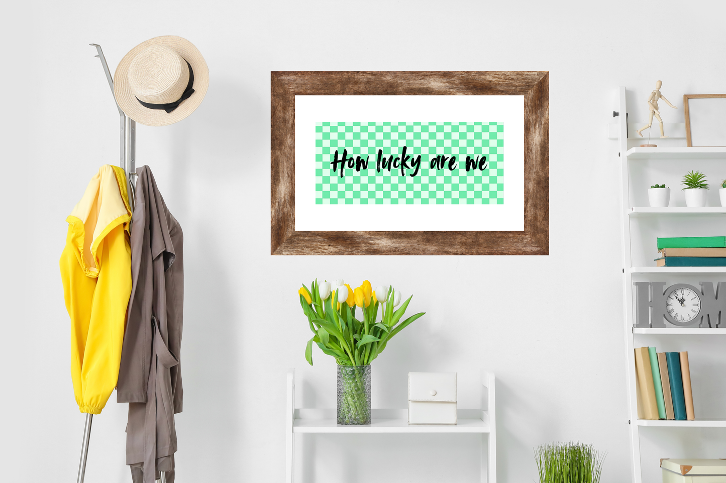 pastel mint green checkerboard wall art printable home decor