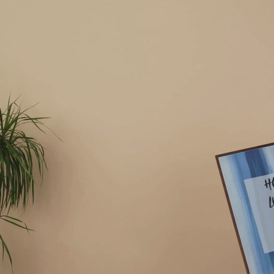 Artistic motivational print with layered blue acrylic texture