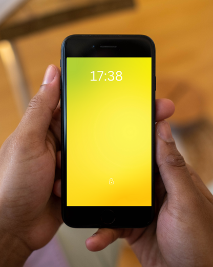aesthetic iPhone lockscreen with green yellow orange gradient